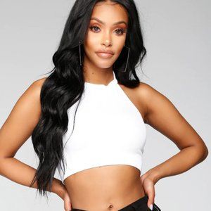 NWT Fashion Nova Heather White Halter Crop Top